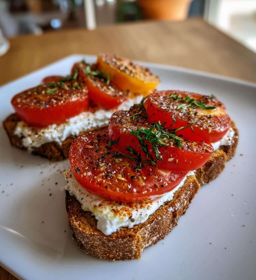 Mediterranean Tomato & Cottage Cheese Air Fryer Toast