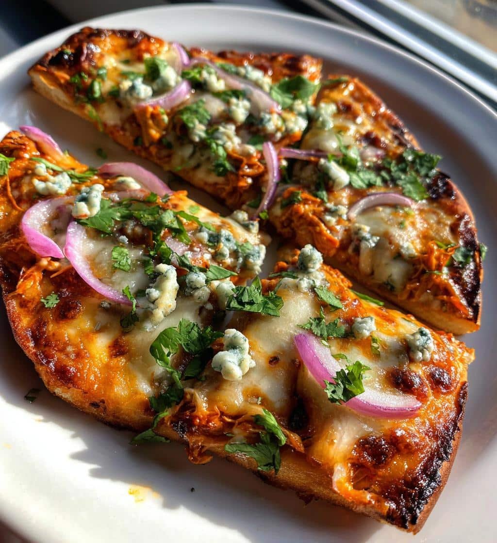 Air Fryer Buffalo Chicken Flatbread Pizza