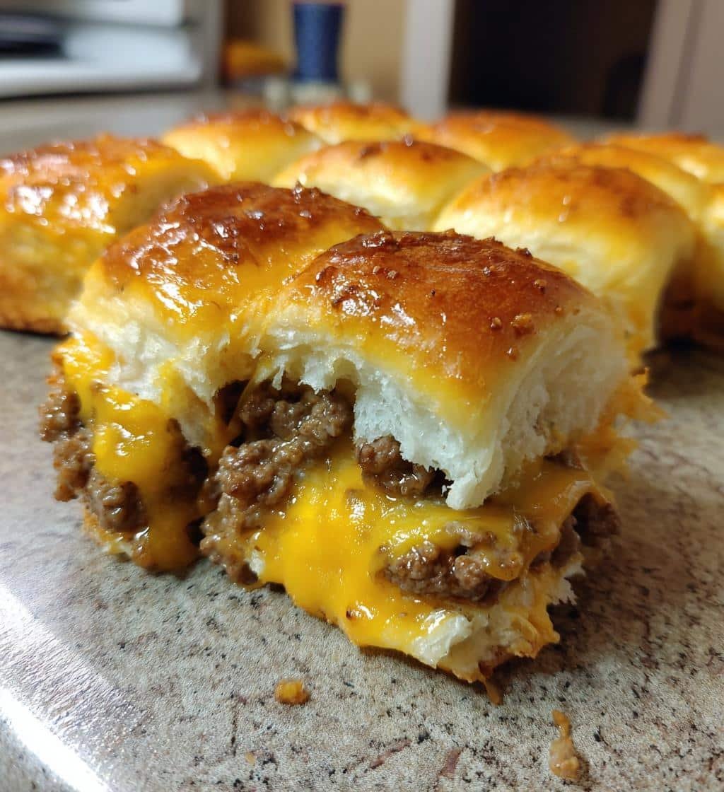 Air Fryer Cheeseburger Sliders on Hawaiian Rolls - detail 1