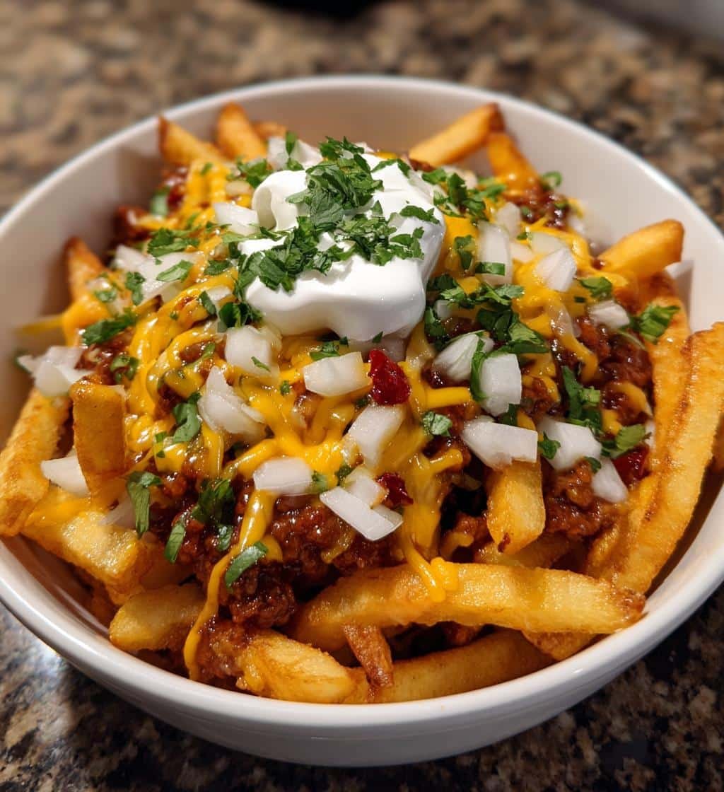 Air Fryer Chili Cheese Fries Loaded