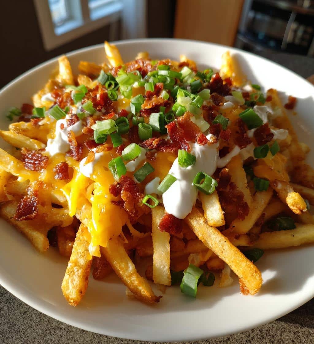 Air Fryer Crispy Loaded Bacon Cheese Fries