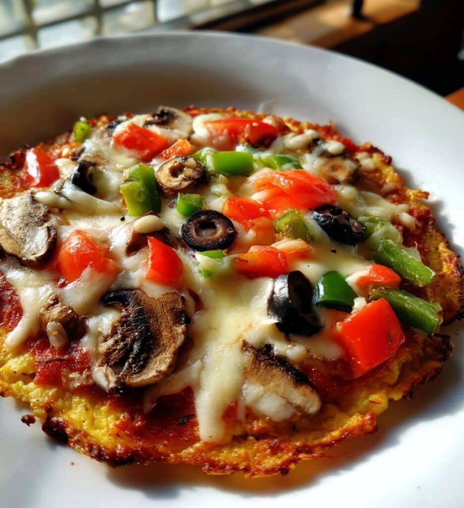 Air Fryer Crustless Loaded Cottage Cheese Pizza