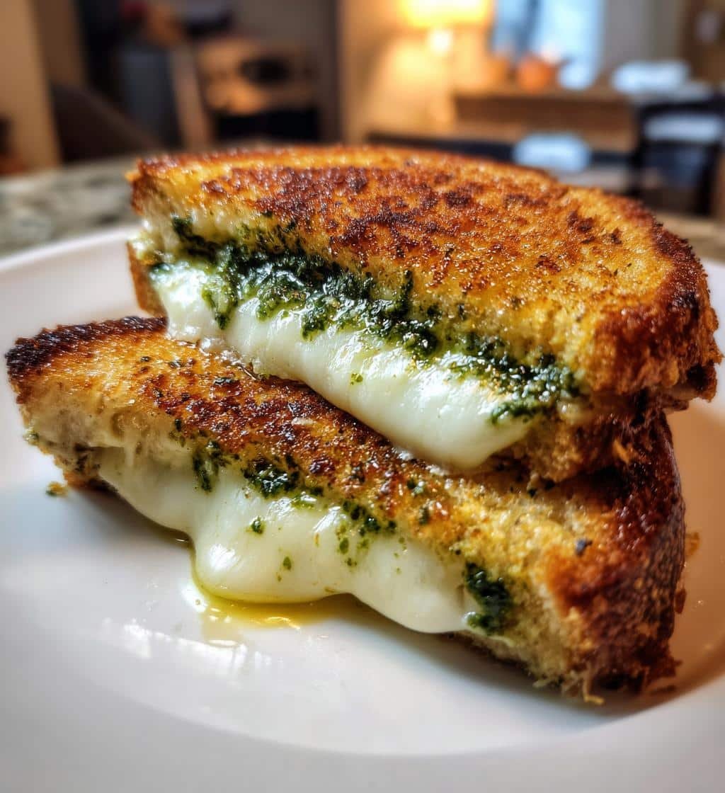 Air Fryer Quick Pesto Mozzarella Grilled Cheese - detail 1