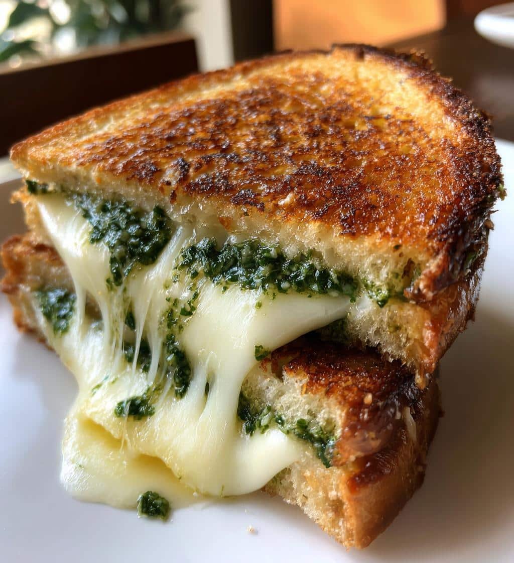 Air Fryer Quick Pesto Mozzarella Grilled Cheese
