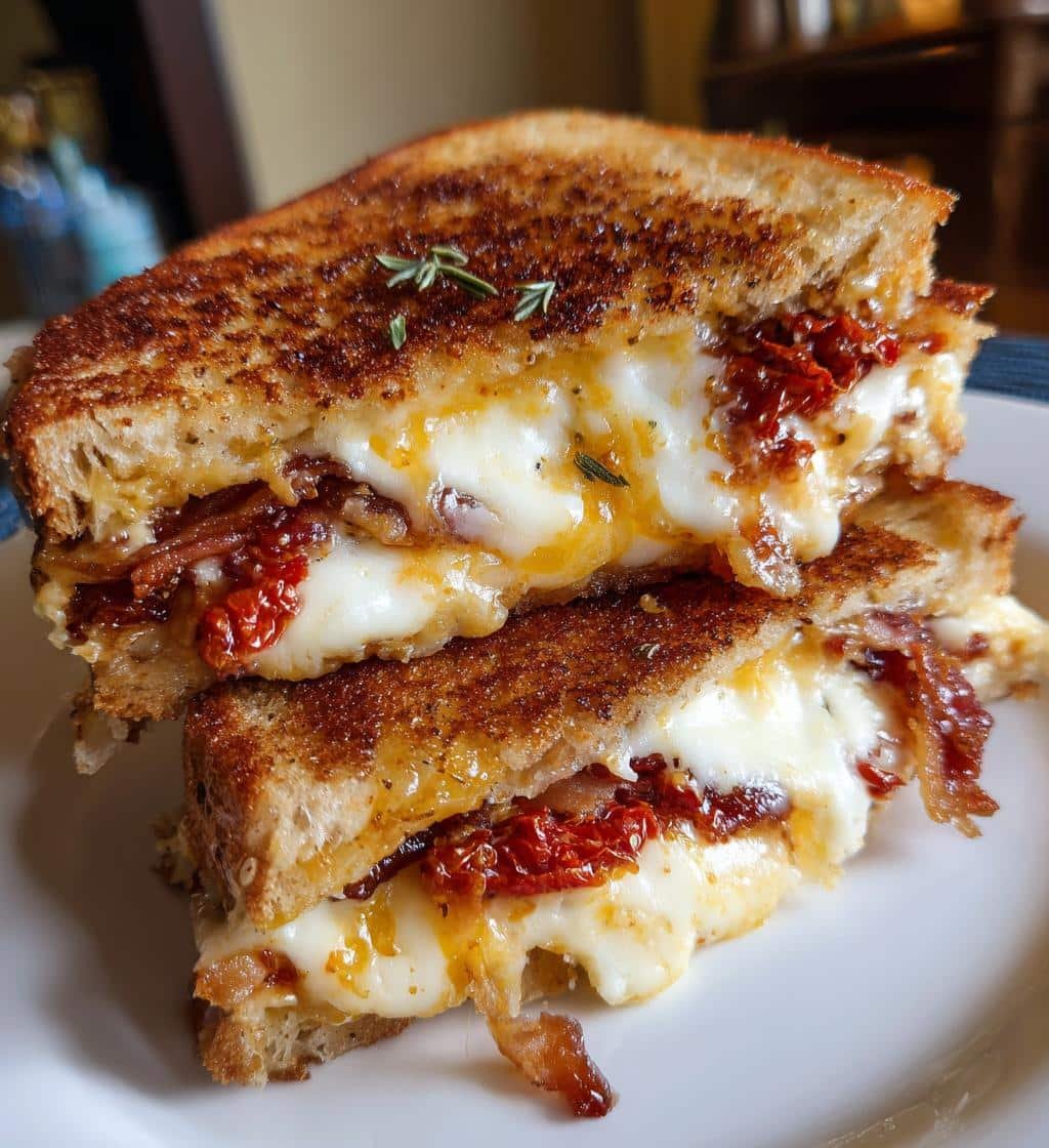 Air Fryer Sun-Dried Tomato Bacon Pesto Grilled Cheese